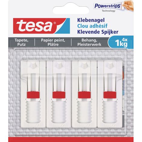 tesa Klebenagel Traglast 1 kg, 4 Stück Haushaltsklebeband & Klebehaken