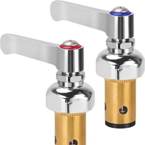 Conjunto de vástago para agua fría y caliente para manija de grifo de latón T&S, válvula Eterna, reemplaza 002713-40 002714-40 (1 par rojo azul) (1/5)