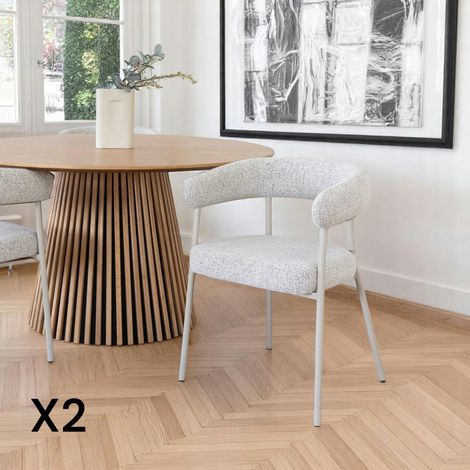 Chaise de salle à manger sable avec pieds gris (lot de 2) MONTREUX (1/5)