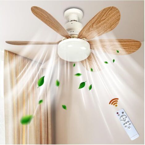 LED-Deckenventilator fürs Schlafzimmer, E27-Fassung, dimmbar, mit Licht und Fernbedienung, 3 Farben (1/5)