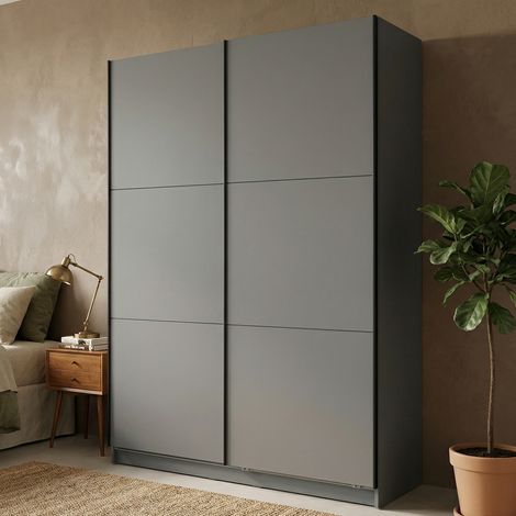 Großer Kreis-Kleiderschrank, Schlafzimmer-Schrank 5 Regale, Kleiderstange, 2 Türen, 179x210h cm Anthrazit Schwarz (1/5)