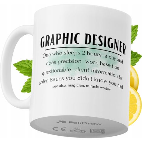 Lustige Kaffee- oder Teetasse mit witzigem Textdesign für Grafikdesigner – ideal für Geburtstage, Namenstage und Feiertage. Hochwertige Tasse für besondere Anlässe im Homeoffice oder Büro. Farbe: Weiß