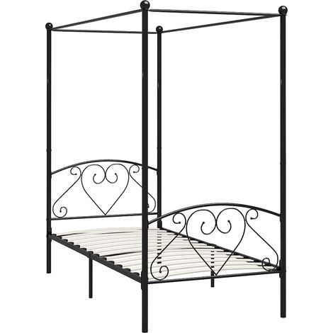 Maison Exclusive - Himmelbett-Gestell Schwarz Metall 100 x 200 cm (1/5)