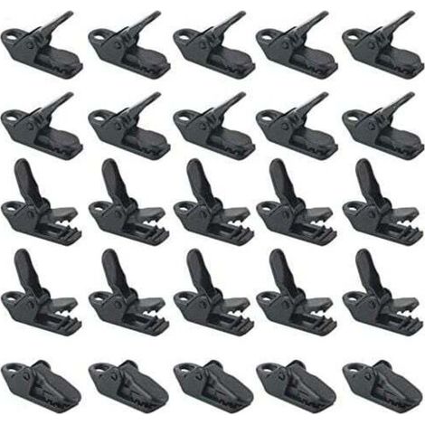 Pinces de tente noires Ulisem, lot de 25, résistantes au vent, en plastique, pour tente de camping en extérieur. (1/4)