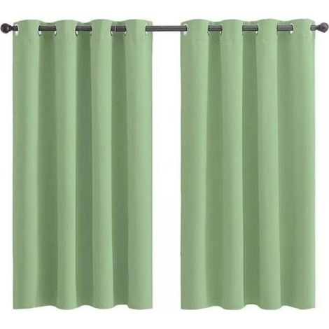 Ensemble de 2 Panneaux de Rideaux Courts à Oeillets - Occultant Isolant Thermique Vert Sauge - pour Chambre, Cuisine, Salle de Bain 28x36 Pouces (K30)