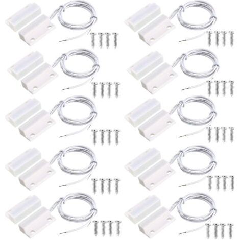 10pcs Interrupteur Magnétique FenÊTre Porte, MC-38 Capteur de Porte magnétique, sécurité à encastrer porte fenêtre contact magnétique Interrupteur,Commutateur Magnétique Normalement Fermé (1/4)