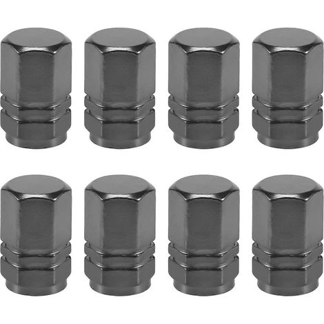 Lot de 8 bouchons de valve de pneu anti-poussière, forme hexagonale, en titane. (1/5)