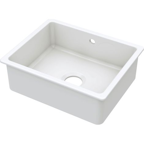Nuie Undermount Kitchen Sink 1.0 Bowl with Overflow and Central Waste 548mm L x 442mm W - White (1/3)
