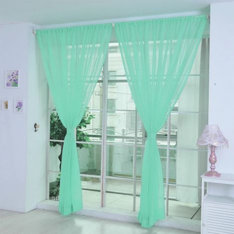 Voile Curtain - 200 Cm X 100 Cm - For Door Or Window - Sheer Tulle Drape Panel - 1 Piece (1/2)