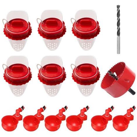 6 Pieces Chicken Feeder and 6 Pieces Chicken Waterer, Automatic Chicken Waterer for Chickens No Waste for Chicken Duck Poultry Barrel Box Drinker Yard Chicken Coop (1/4)