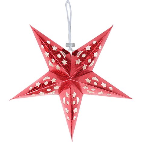 Guirlande Étoile En Papier - Étoile 3D À Cinq Branches - Suspension Plafond Pour Décoration Fêtes - 90 cm - Rouge (1/5)