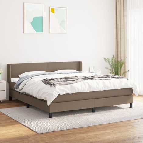 Sommier à lattes de lit avec matelas Taupe 160x200 cm Tissu (1/5)