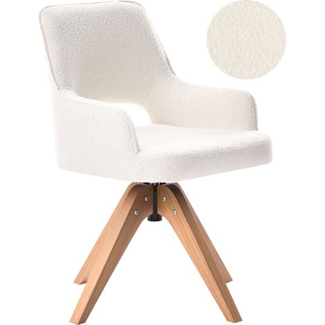 Silla de comedor giratoria respaldo curvo tapicería de bouclé beige claro Moravia (1/5)