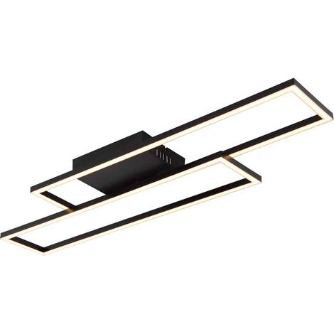 Plafonnier, lampe de salon, noir mat, réglable, LED, L 80 cm