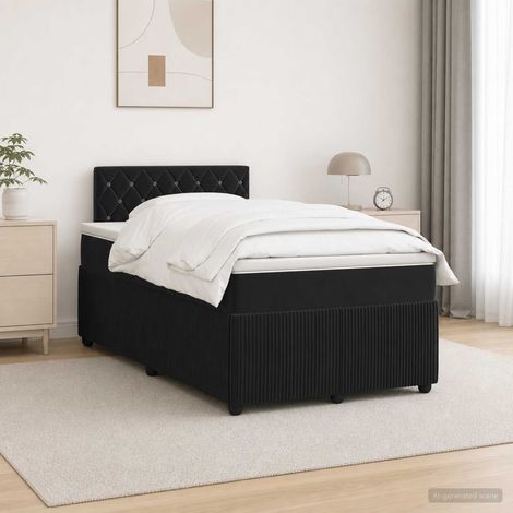 Lit boxspring avec matelas Noir 120 x 190 cm Velours (1/5)