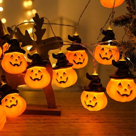 Kürbislichterkette, batteriebetrieben, 5 m, 20 LEDs, für Halloween-Partys, drinnen und draußen, Heimdekoration (1/5)