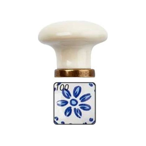 Pomolo per mobili in ceramica p04 diametro 31 mm - bianco decoro 100