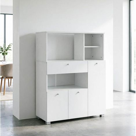 Küchenschrank Weiß 90 x 40 x 120 cm mit Regalen, Schublade und Stauraum (1/5)