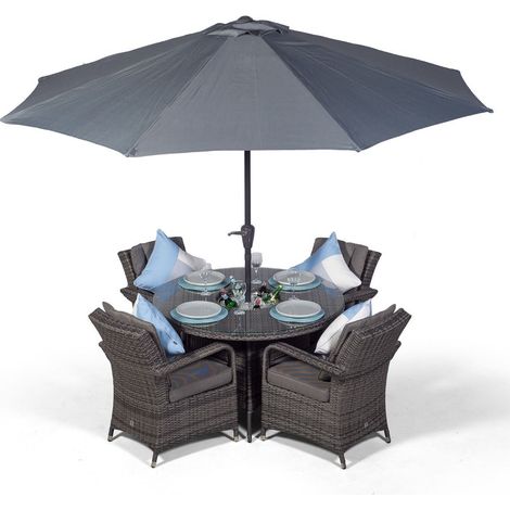 Arizona Round 4 Seater Patio Dining Set with Ice Bucket Drinks Cooler - Grey (1/5)