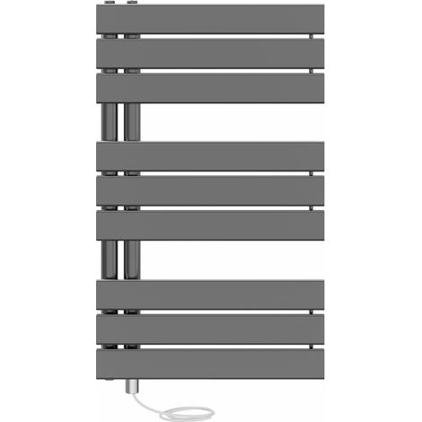 Prefilled Electric Heated Towel Rail Flat Panel Ladder Warmer Heating Rads 824x500mm Gunmetal (1/5)