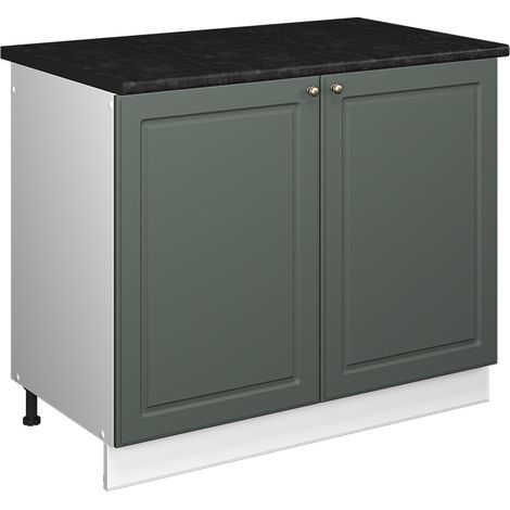 Spülenunterschrank Fame-Line, Grün-Gold Landhaus/Weiß, 100 cm, AP Anthrazit, Vicco (1/5)