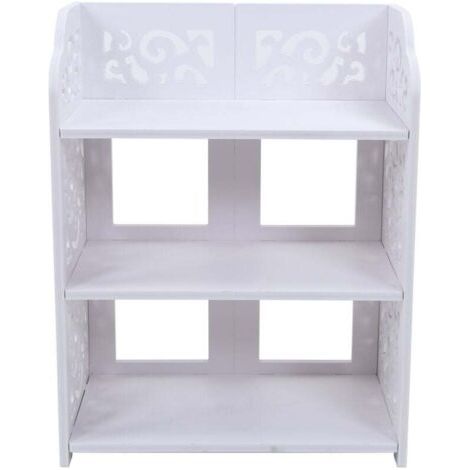 Étagère à chaussures creuse blanche à 3 niveaux, étagère de rangement, 60 cm (1/4)