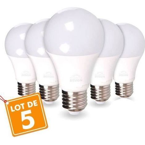 Cinco bombillas LED E27 de 9 W, equivalentes a 60 W, 806 lm (luz blanca fría de 6400 K). (1/4)