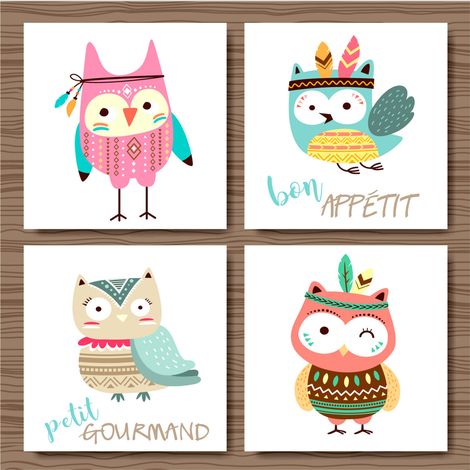 Lot de 20 serviettes papier hibou indien