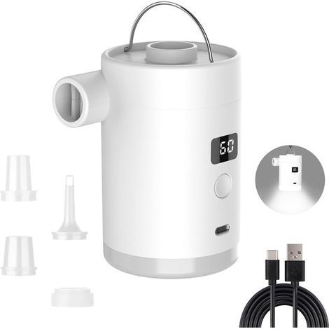 Mini-Elektro-Luftpumpe – 4000 mAh, 280 l/min – Tragbare Pumpe für Luftmatratzen – Elektrische Vakuumpumpe mit LED (1/5)