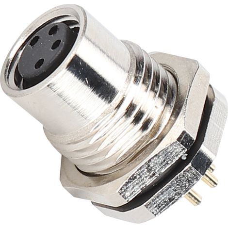 Connecteur M8-F3-S4 à 4 broches M8, étanche IP67, montage sur carte, boîtier en laiton nickelé (1/5)