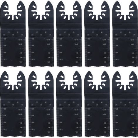 Pack of 10 quick-release oscillating saw blades made of high-speed steel for general-purpose power tools, 34 mm (1/5)