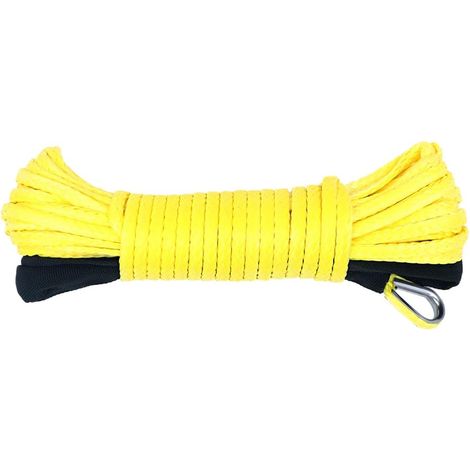 1/4" x 50' 7700LBs Corde de câble de Ligne de treuil synthétique avec Gaine - Jaune (1/5)