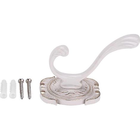 Porte-serviettes mural en métal blanc ivoire antique pour salle de bain. (1/5)