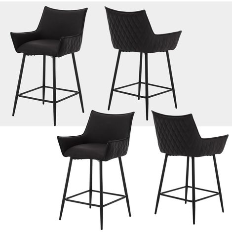 WOLTU 4er Set Barhocker für Küche, Barhocker, Samt Barstühle mit Armlehne, gepolsterte Rückenlehne, Polsterhocker für Küche, Restaurant, Kneipe, Anthrazit (1/5)