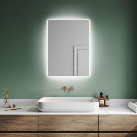 SONNI Badspiegel LED Beleuchtung Badezimmerspiegel mit led Wandspiegel,60x80cm,Wandschalter,Kaltweiß (1/5)