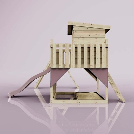 PolarPlay Spielturm Aksel aus Holz in RosaBabyschaukel