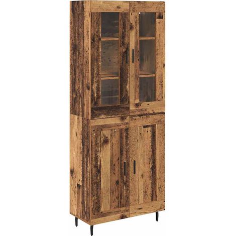 Aparador alto 2 pcs Madera envejecida vidaXL