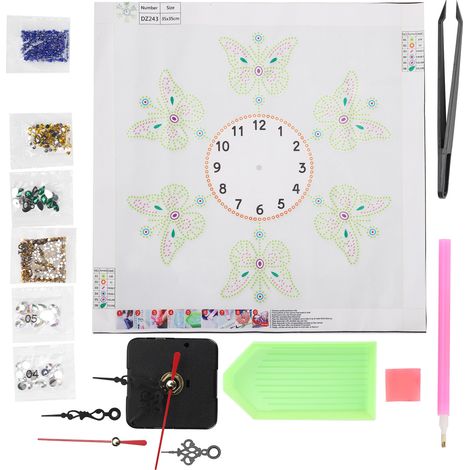 Kit de Peinture Diamant Horloge DIY Silencieuse, Décoration Murale pour Salon Artisanat Créatif DZ243 (1/5)