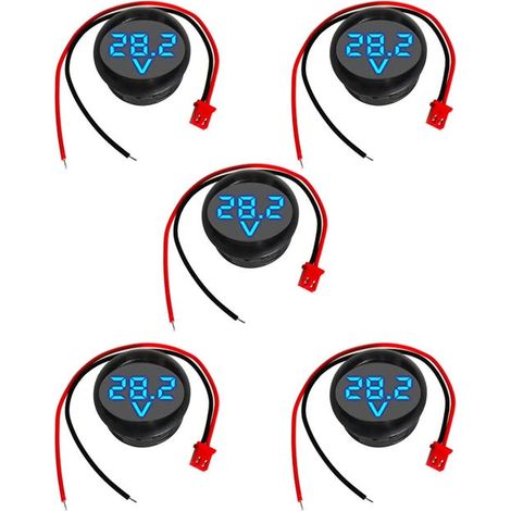 5 Pièces DC 4-100V Voltmètre Numérique, 2 Fils Testeur de Tension à 3 Chiffres Mettage d'affichage LED avec Protection Anti-connexion pour Voiture (1/5)