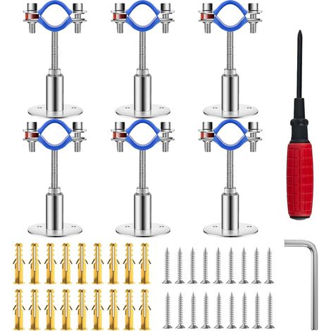 6PCS Support Tuyaux Réglable pour Tuyau de 19 mm-22mm de Diamètre Supports de Tuyaux en Acier Inoxydable pour Montage Mural et Montage au Plafond, Colliers de Serrage (1/5)
