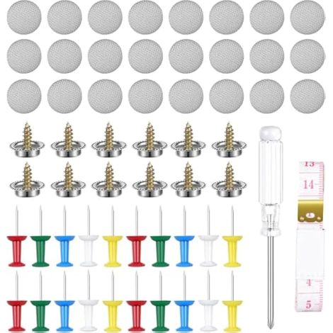 Kit de réparation de pavillon de toit auto, 72 pièces boutons de réparation, rivets à clipser pour garniture de toit, fixations de plafond intérieur avec broches, tournevis, mètre ruban, pour fixation