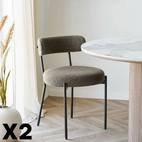 Chaise de salle à manger en bouclette marron (lot de 2) BERLIN (1/5)