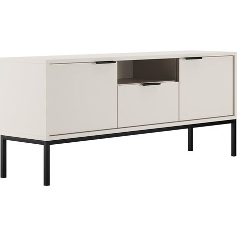Mueble TV 135 cm Seattle Blanco Patas negras (1/4)