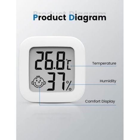 Thermomètre Hygromètre - Précision Haute -50 À 70 °C Et 10 À 99 %RH - Usage Intérieur Extérieur Bureau Maison Voyage - 1 Pièce (1/4)