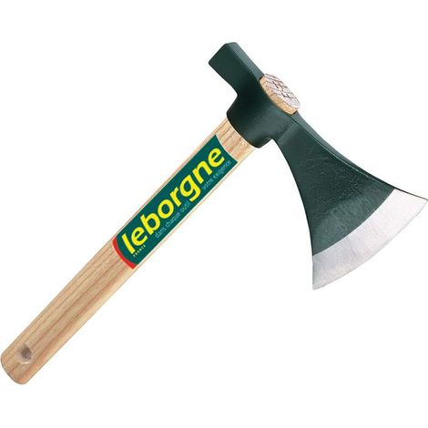 Leborgne – Hachette manche droit 0,8 kg en acier forgé – Manche bois certifié PEFC – Coupe précise pour bois dur