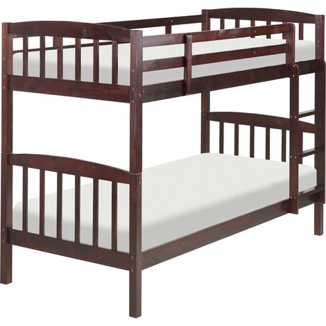 Litera de madera oscura de pino 90 x 200 cm listones escalera habitación infantil Revin (1/5)