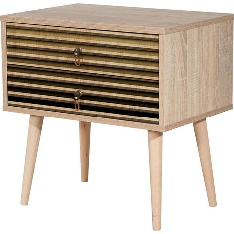 Dmora - Nachttisch Antlia, Niedrige Kommode, Tisch, Multifunktionaler Nachttisch, 60x40h61 cm, Eiche, mit verstärkter Verpackung