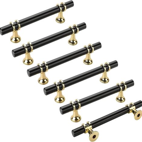 Poignées et boutons de meubles, lot de 2 poignées dorées, boutons de meubles dorés, alliage de zinc