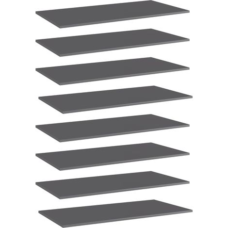 vidaXL Panneaux bibliothèque 8 pcs Gris brillant 80x30x1,5cm Aggloméré