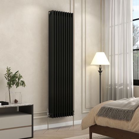 AVER-GROWTH 4 Column Traditional Cast Iron Style Radiator Black 1800x470mm (1/5)